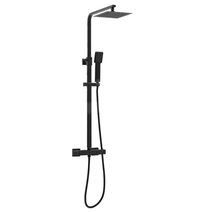 Flow Square Thermostatic T-Bar Drench Shower Set - Black