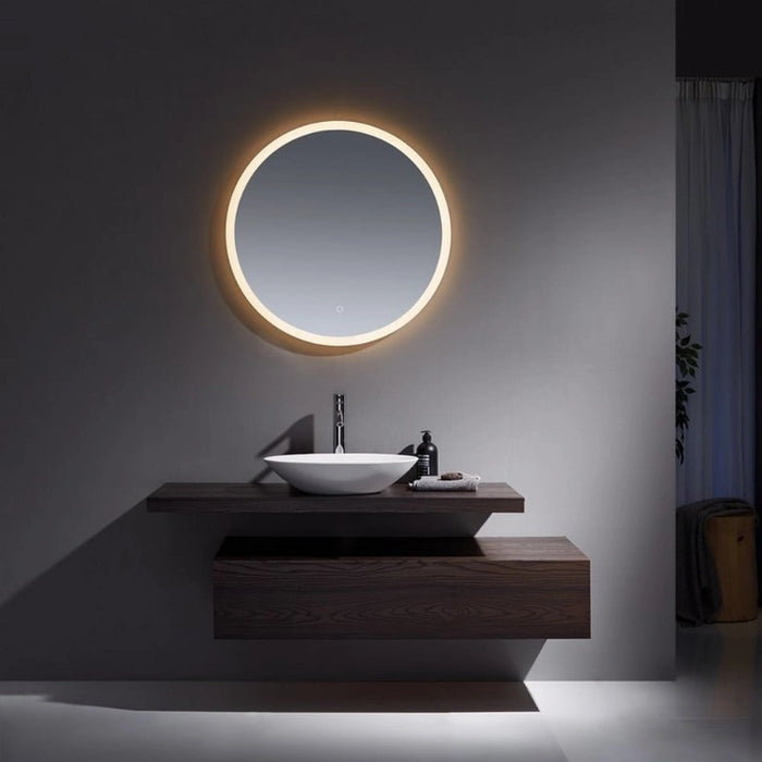 Siena Round Wall Mounted Mirror with Demister 800mm - White