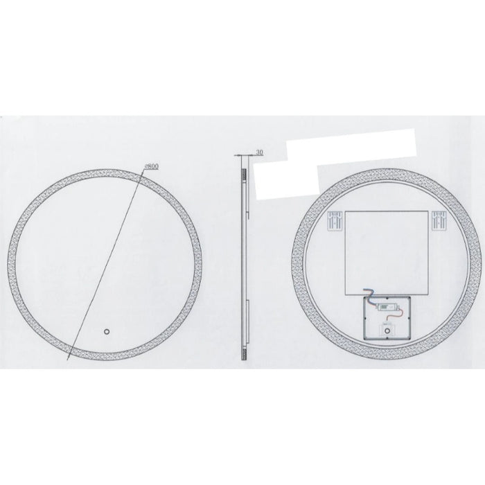 Siena Round Wall Mounted Mirror with Demister 800mm - White