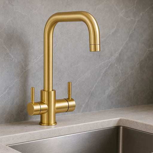 Triflow Brushed Brass 3-in-1 Kitchen Tap - Bathroom Warehouse