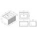 Line drawing of wall-hung vanity unit with fluted country oak front and rectangular basin