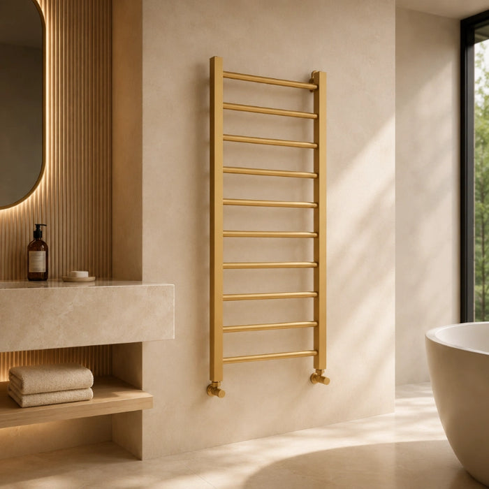Ancona Heated Towel Rail 500 x 1200mm - Brushed Brass