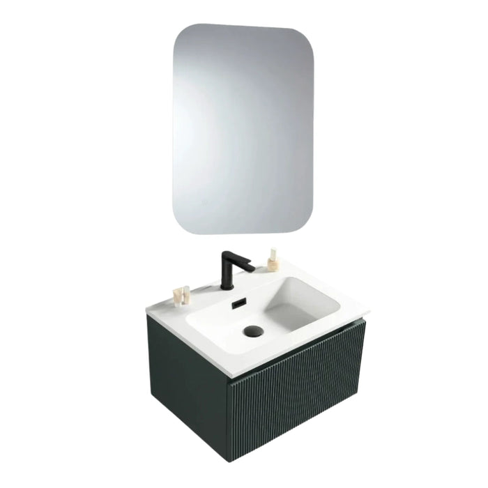 600mm Midnight Shadow Wall Hung Vanity with Basin and 600 x 800mm LED Mirror