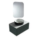 Wall-hung vanity with LED mirror panel and countertop round vessel sink with faucet