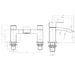 Chrome bath filler tap, technical line drawing with dimensions