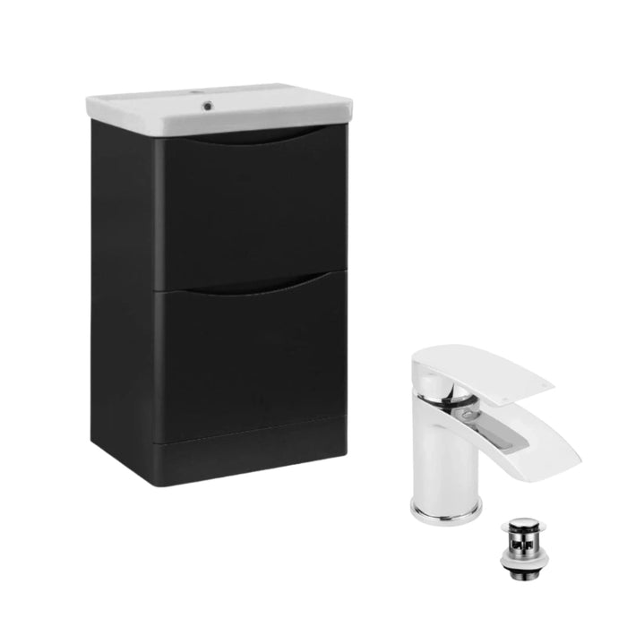Rimini 500mm Anthracite Freestanding Vanity with Basin and Chrome Basin Tap with Waste