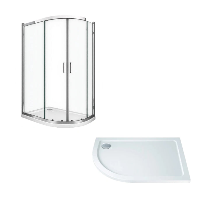 1000 x 800mm Chrome Quadrant Shower Enclosure with Left Hand Shower Tray