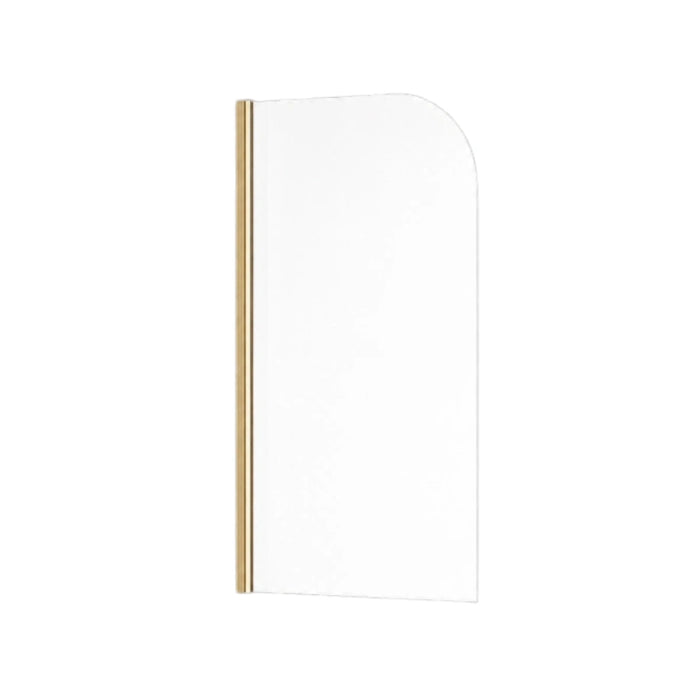 Round Edge Hinged Bath Screen 1400 x 800mm - Brushed Brass