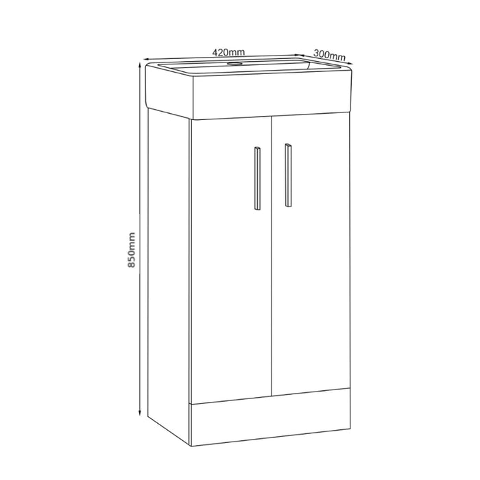 Elba 420mm Floor Standing Vanity Unit with Basin - Gloss White