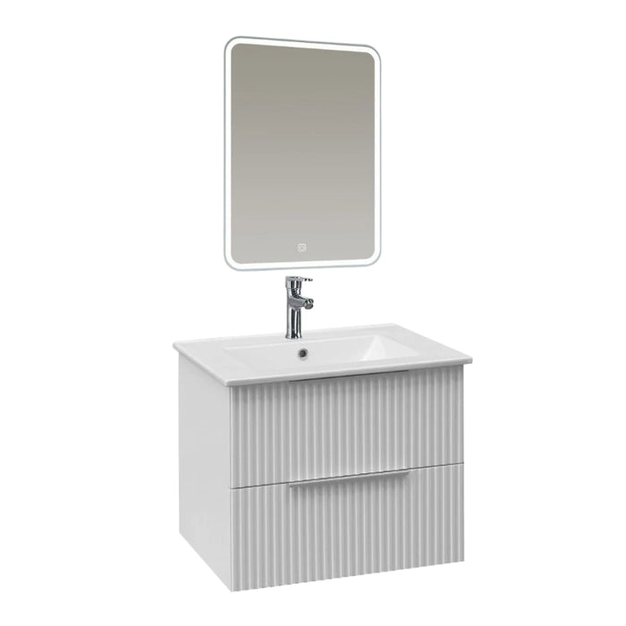 500mm Matt White Wall Hung Vanity Unit with Basin and 500 x 700mm LED Mirror