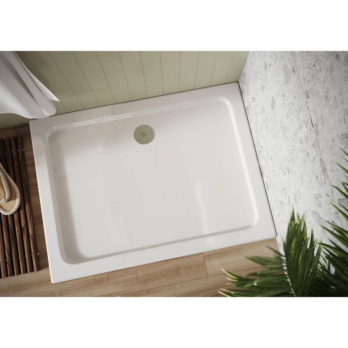 1200 x 900 mm Slimline Rectangle Shower Tray White - Bathroom Warehouse