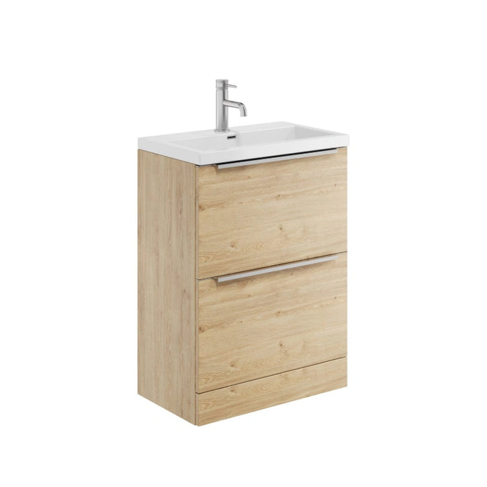 Dax 600mm Floor Standing Bathroom Vanity Unit with Basin - Oak
