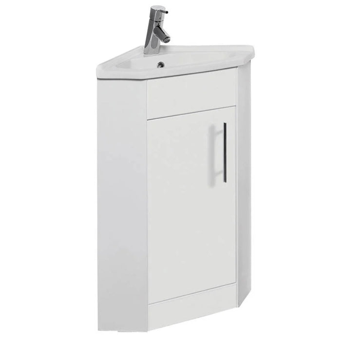 Flow 405mm Floor Standing Corner Vanity Unit - Gloss White