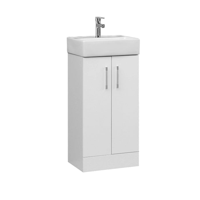 Elba 420mm Floor Standing Vanity Unit with Basin - Gloss White
