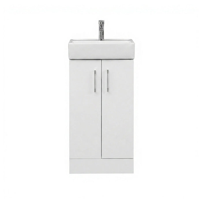 Elba 420mm Floor Standing Vanity Unit with Basin - Gloss White