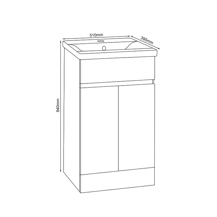 Catania 500mm Floorstanding Vanity Unit with Cabinet & Basin - Black