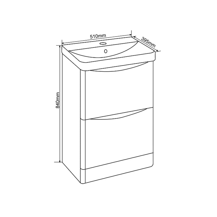 Rimini 500mm 2 Drawer Floorstanding Vanity Unit with Basin - Anthracite