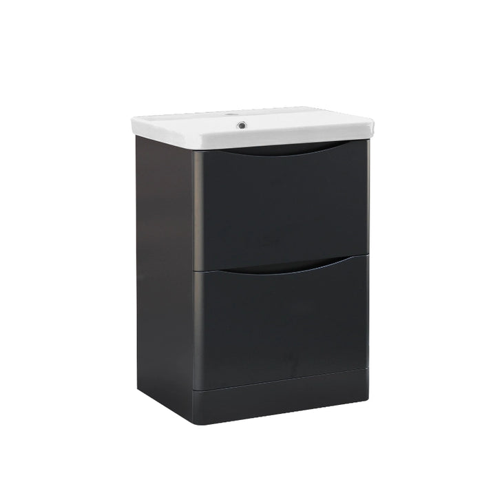 Rimini 600mm 2 Drawer Floorstanding Vanity Unit with Basin - Anthracite
