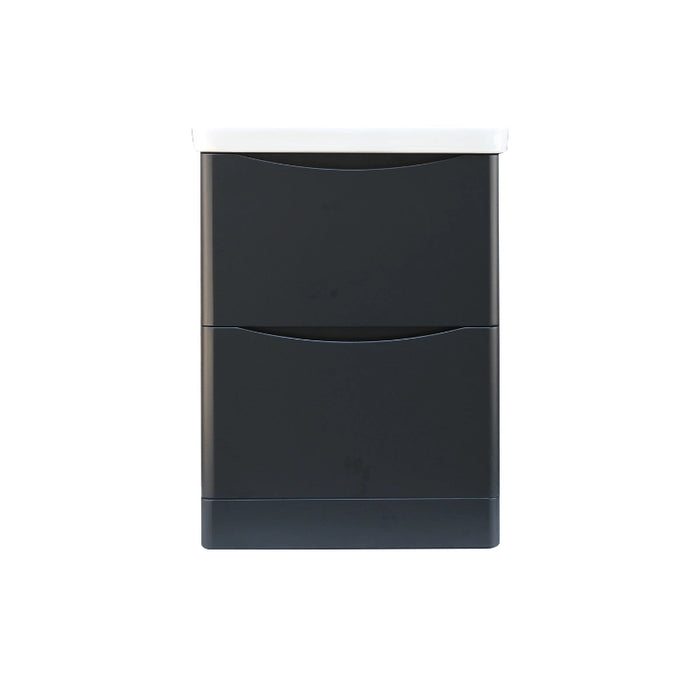 Rimini 600mm 2 Drawer Floorstanding Vanity Unit with Basin - Anthracite