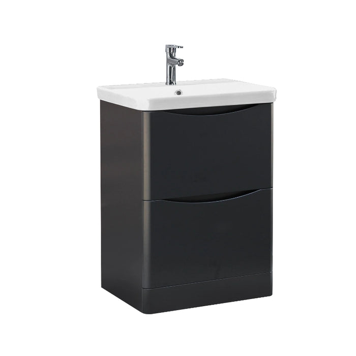 Rimini 600mm 2 Drawer Floorstanding Vanity Unit with Basin - Anthracite