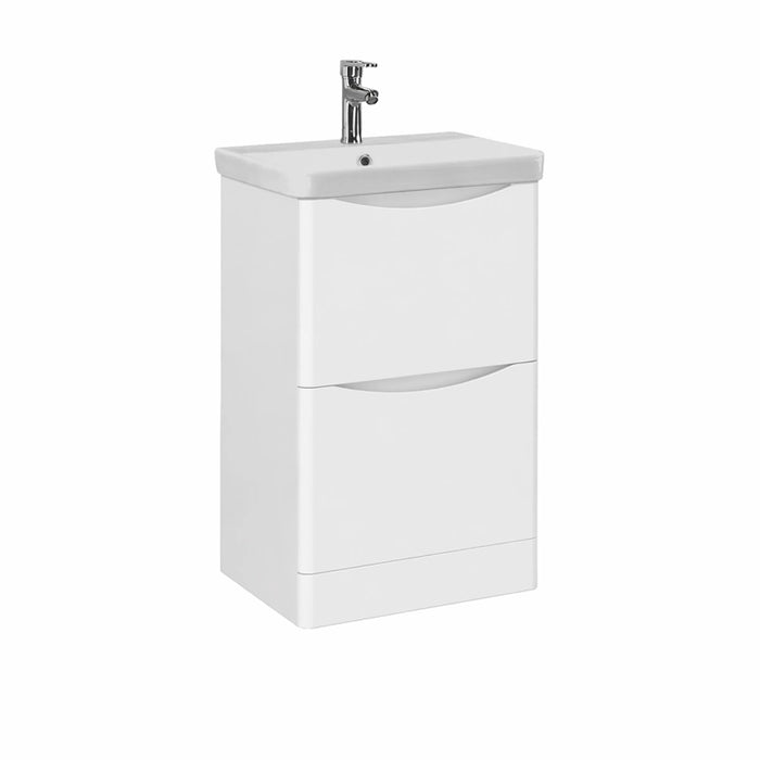 Rimini 500mm 2 Drawer Floorstanding Vanity Unit with Basin - White