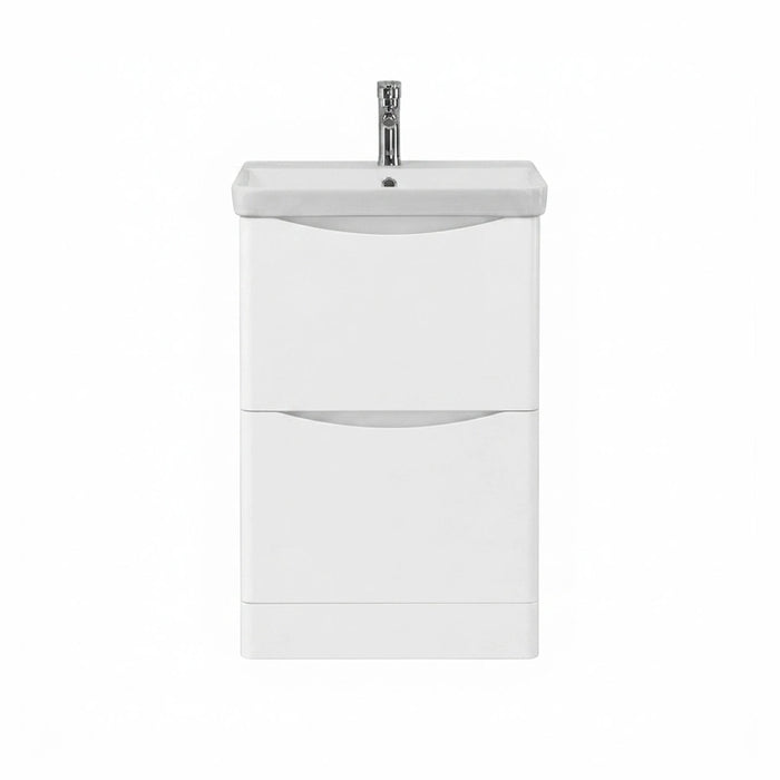 Rimini 500mm 2 Drawer Floorstanding Vanity Unit with Basin - White