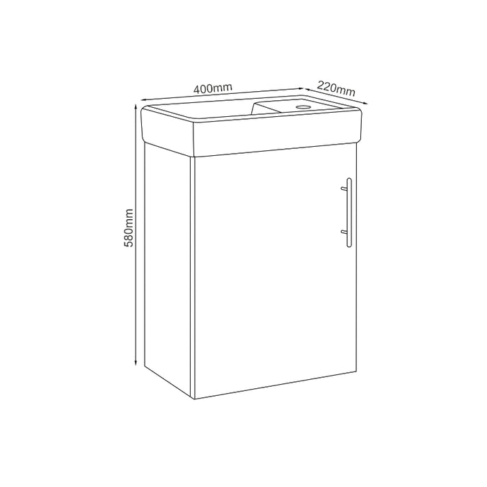 Flow 400mm Wall Hung Vanity Unit with Basin - Matt Stone Grey