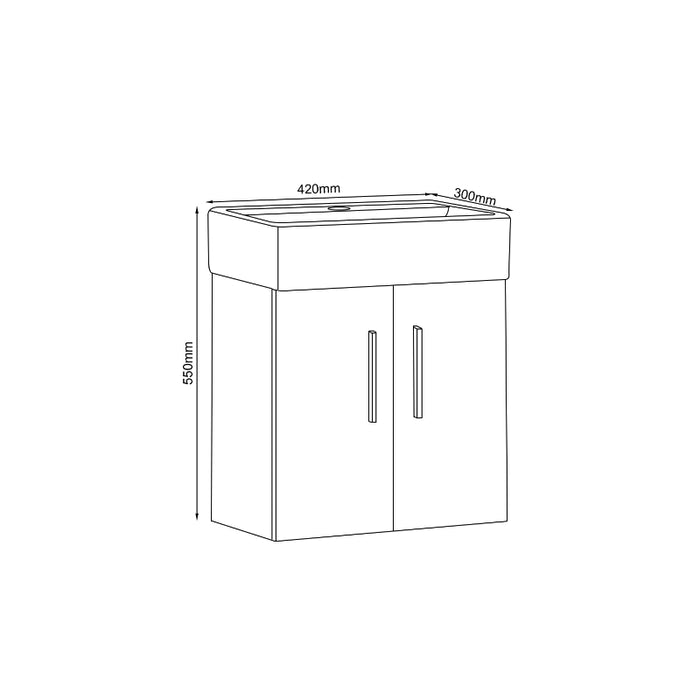 Elba 420mm Wall Hung Vanity Unit with Basin - Matt Stone Grey