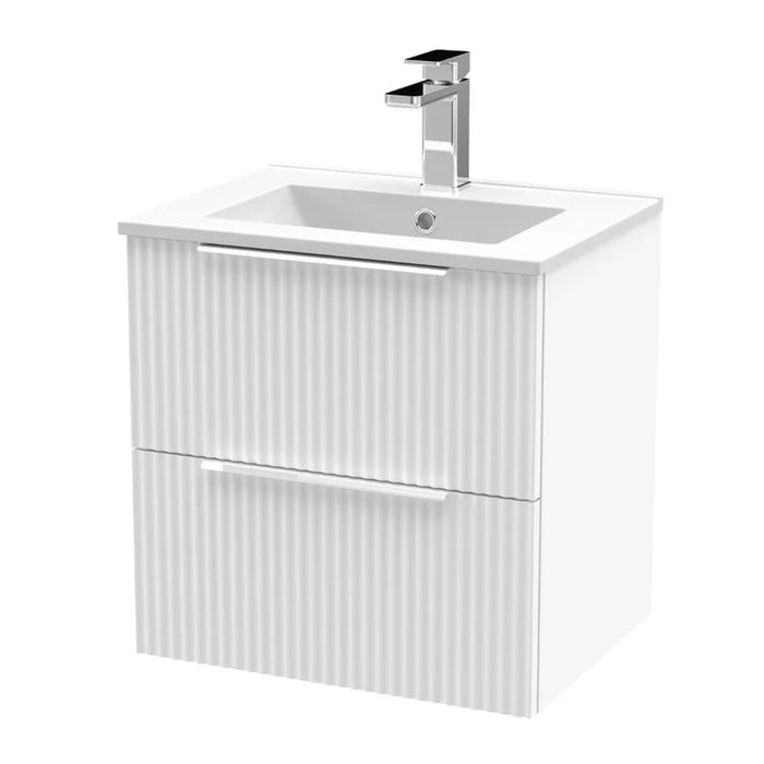 500mm Matt White Wall Hung Vanity Unit with Basin and 500 x 700mm LED Mirror