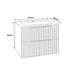 Fluted white wall vanity unit size diagram, basin and 2 drawers