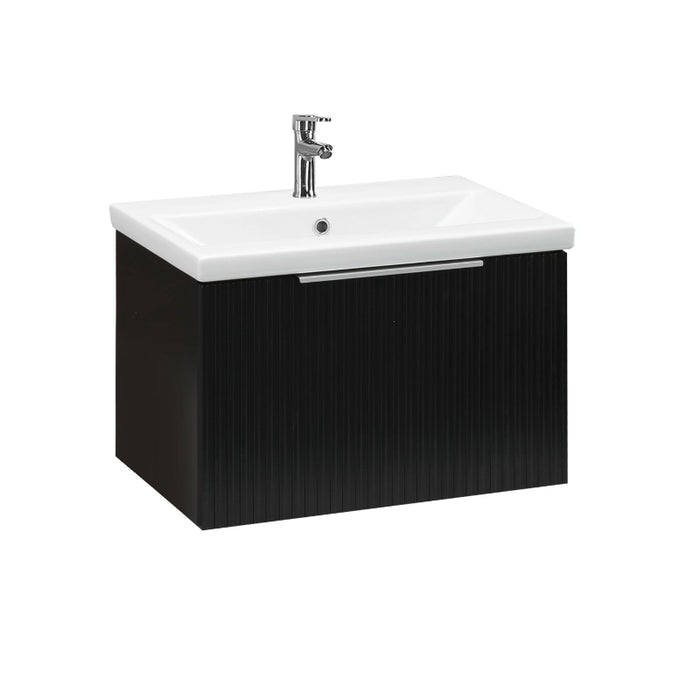 Murano 600mm Fluted Wall Hung Vanity Unit with Basin - Black