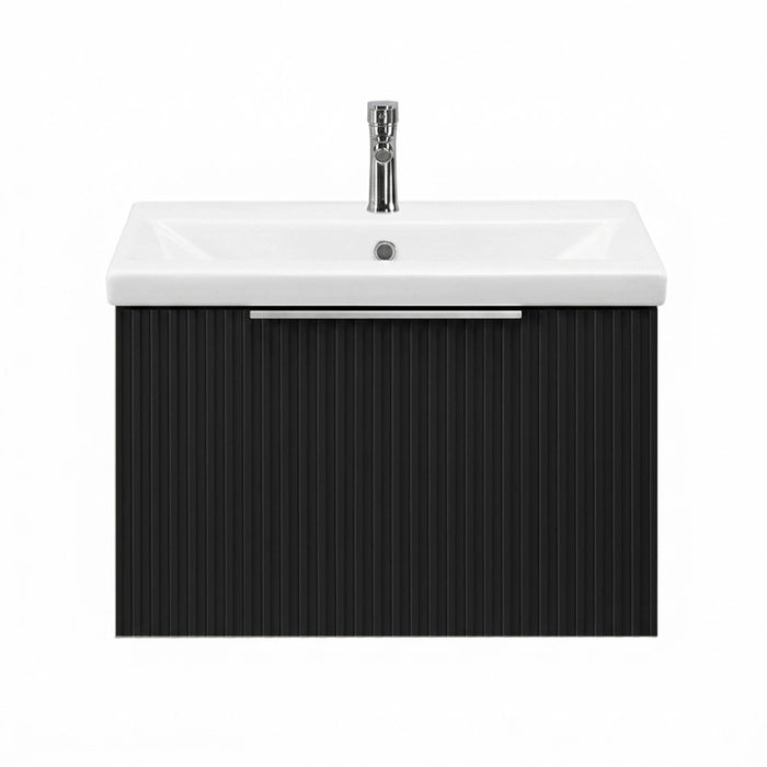 Murano 600mm Fluted Wall Hung Vanity Unit with Basin - Black