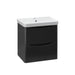 Wall-hung vanity unit with white basin and anthracite cabinet with two drawer fronts