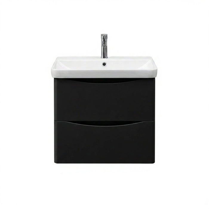 Rimini 600mm Wall Hung Sink Vanity Unit with 2 Drawers - Anthracite