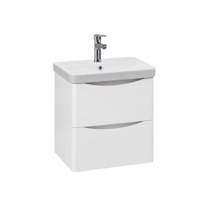 Rimini 500mm Wall Hung Vanity Unit with Basin & 2 Drawers - White