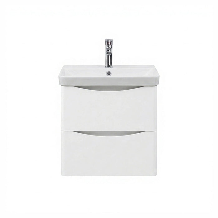 Rimini 500mm Wall Hung Vanity Unit with Basin & 2 Drawers - White