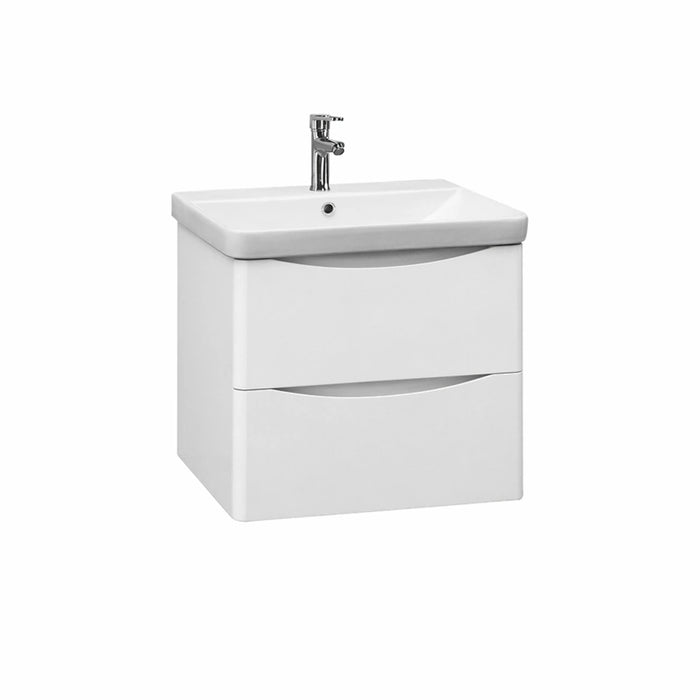 Rimini 600mm Wall Hung Sink Vanity Unit with 2 Drawers - White