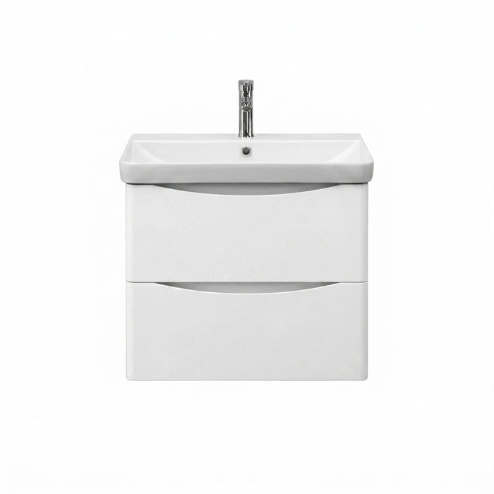 Rimini 600mm Wall Hung Sink Vanity Unit with 2 Drawers - White