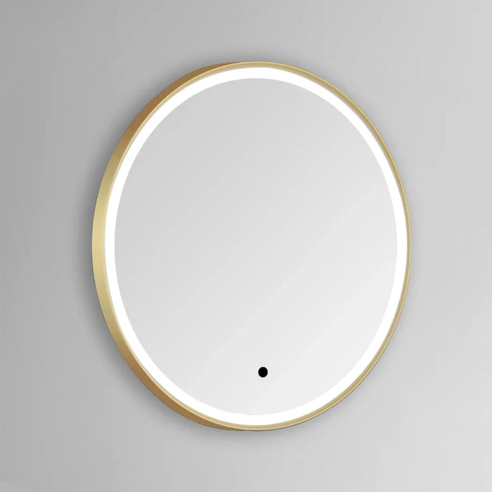 Novara Round Brushed Brass Bathroom Mirror with Lights 600mm