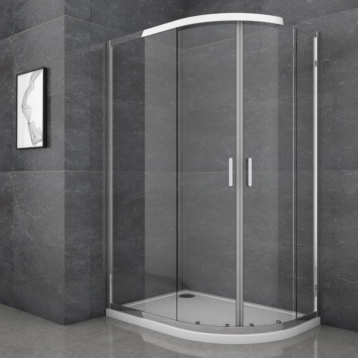 1000 x 800mm Chrome Quadrant Shower Enclosure with Left Hand Shower Tray