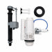 Toilet cistern internal flush valve kit with white gaskets and black mounting collar