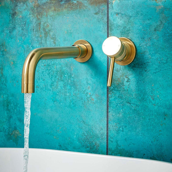 Pisa Brushed Brass Wall Mounted Basin Tap