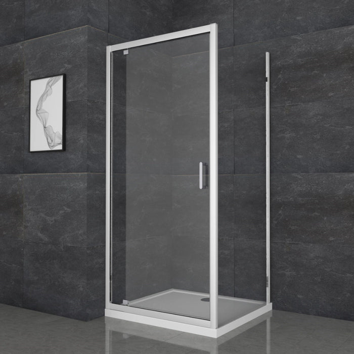 Roma Chrome 900mm PIVOT Shower Door