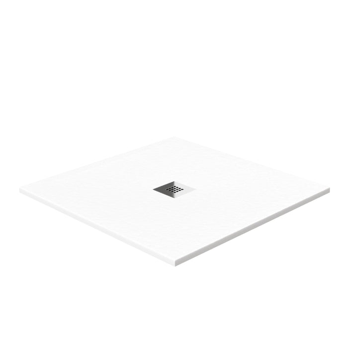 White square shower tray with center waste outlet
