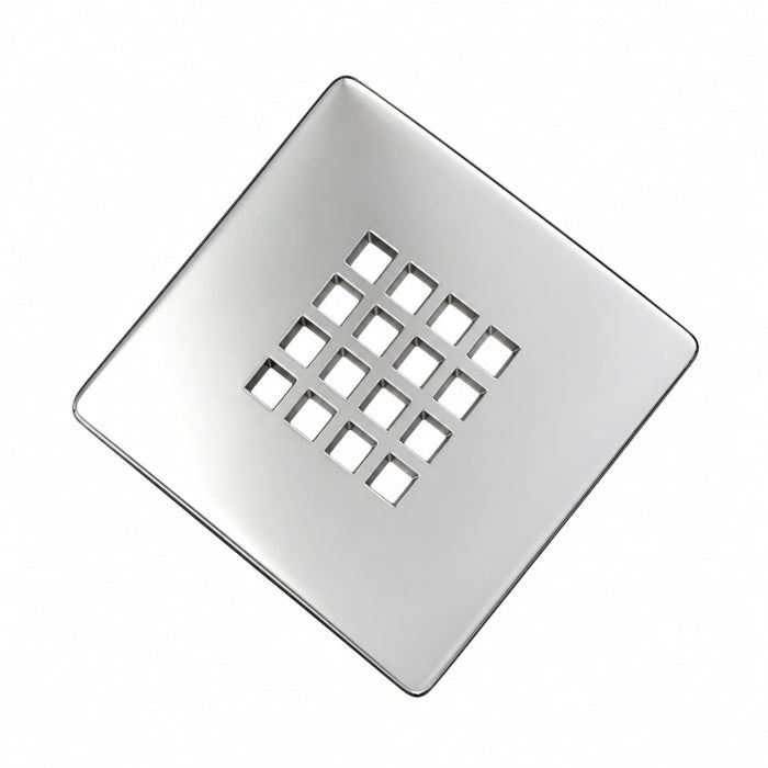 Square shower tray with central waste grate, dark slate finish