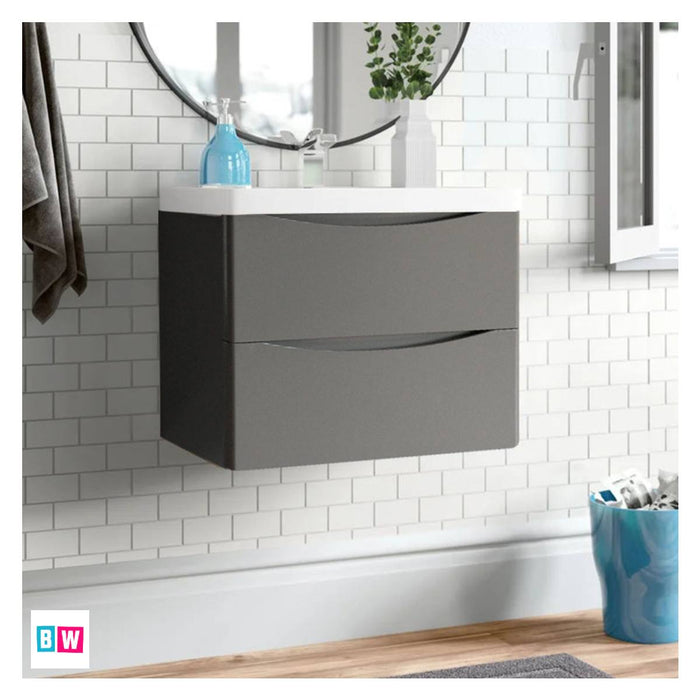500mm Wall Hung Grey unit 