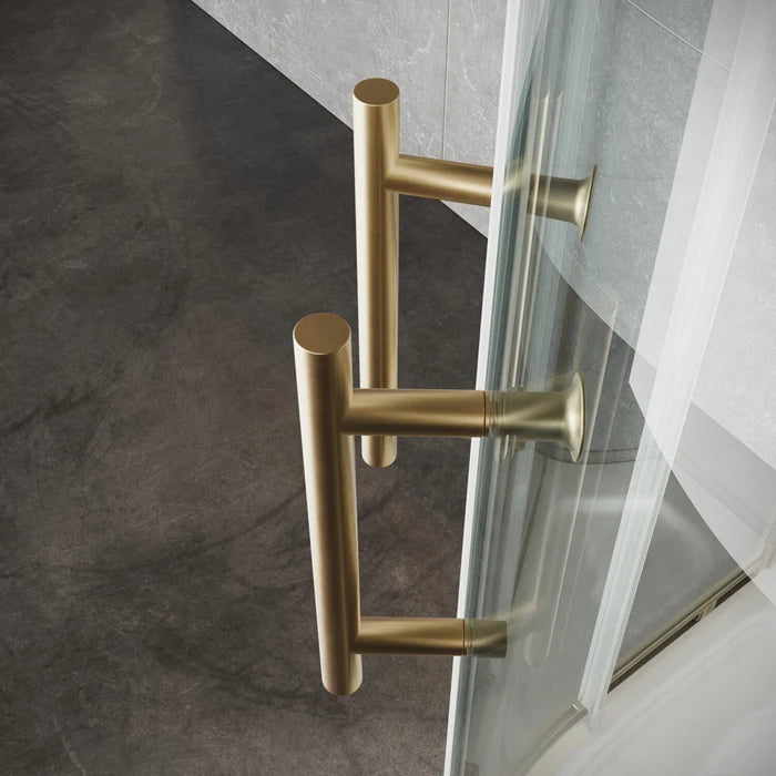 800mm Brushed Brass Quadrant Shower Enclosure with Shower Tray