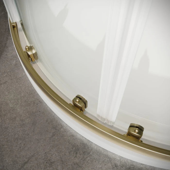 800mm Brushed Brass Quadrant Shower Enclosure with Shower Tray