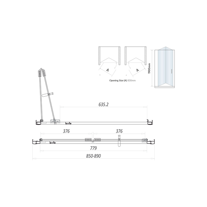 Roma Black 900mm Bifold Shower Door