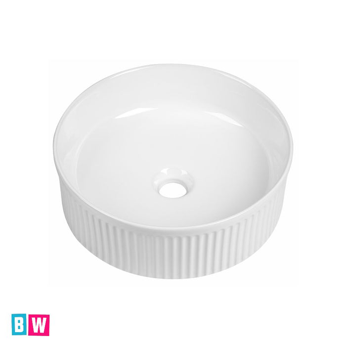 Round Fluted Countertop Basin - 375mm